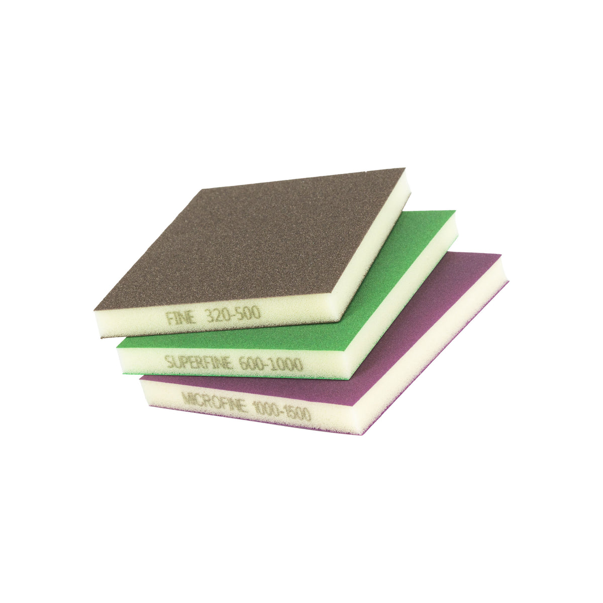 Spugne abrasive SPONGEEX in grane FINE 320–500, SUPER FINE 600–1000 e MICRO FINE 1000–1500
