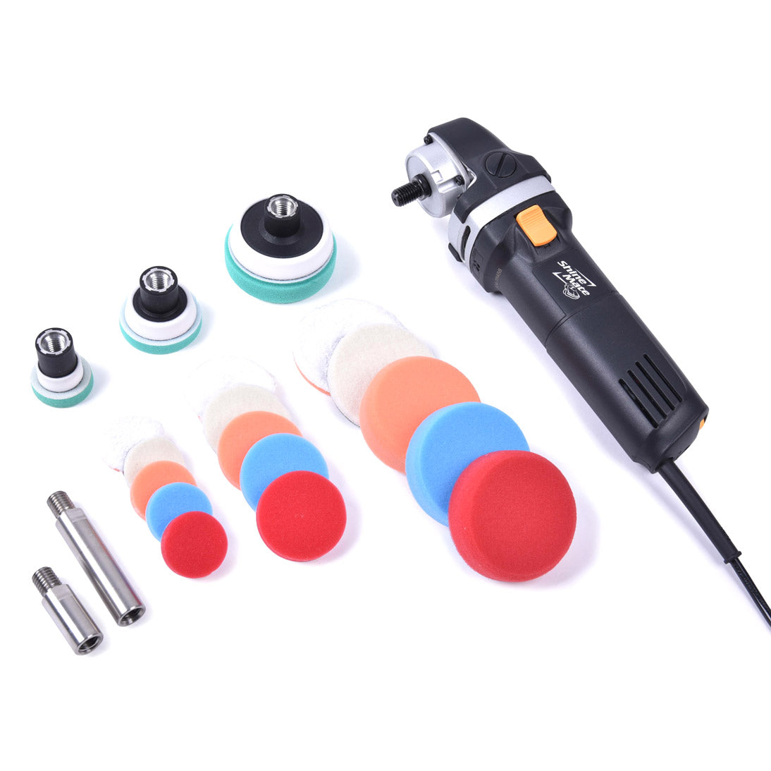 Lucidatrice rotativa mini ShineMate EP803K per detailing di precisione su piccole aree.