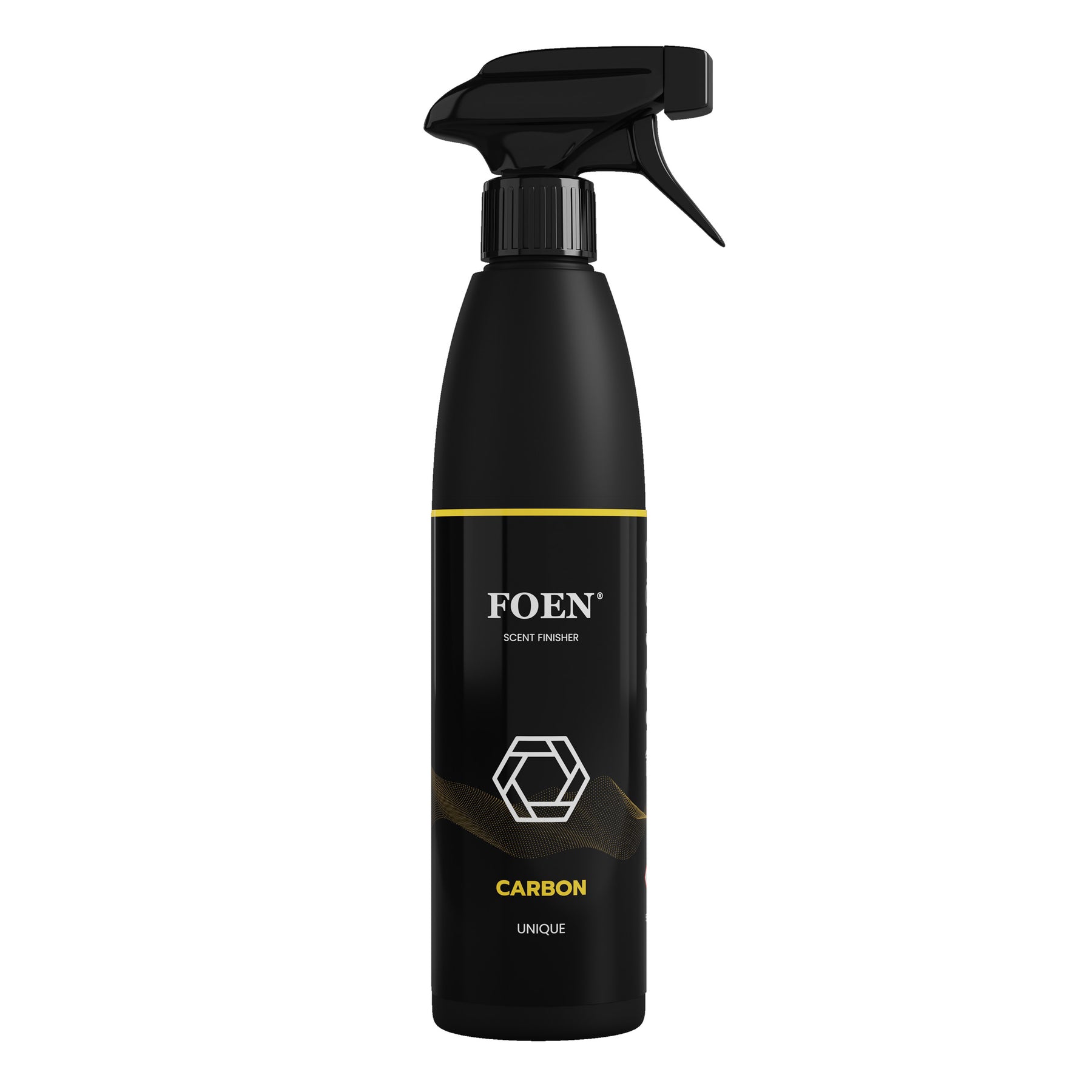Bottiglia di FOEN Carbon Profumo Spray, deodorante auto con fragranza intensa e moderna, ideale per rinfrescare e profumare l'interno del veicolo.