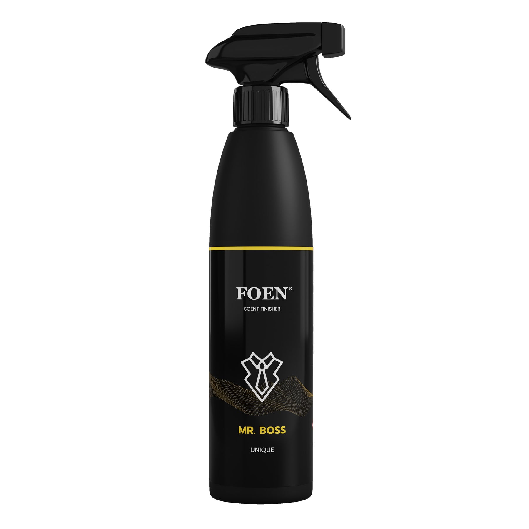 Bottiglia di FOEN Mr. Boss Profumo Spray, deodorante auto con fragranza decisa e professionale, ideale per rinfrescare e profumare l'interno del veicolo.