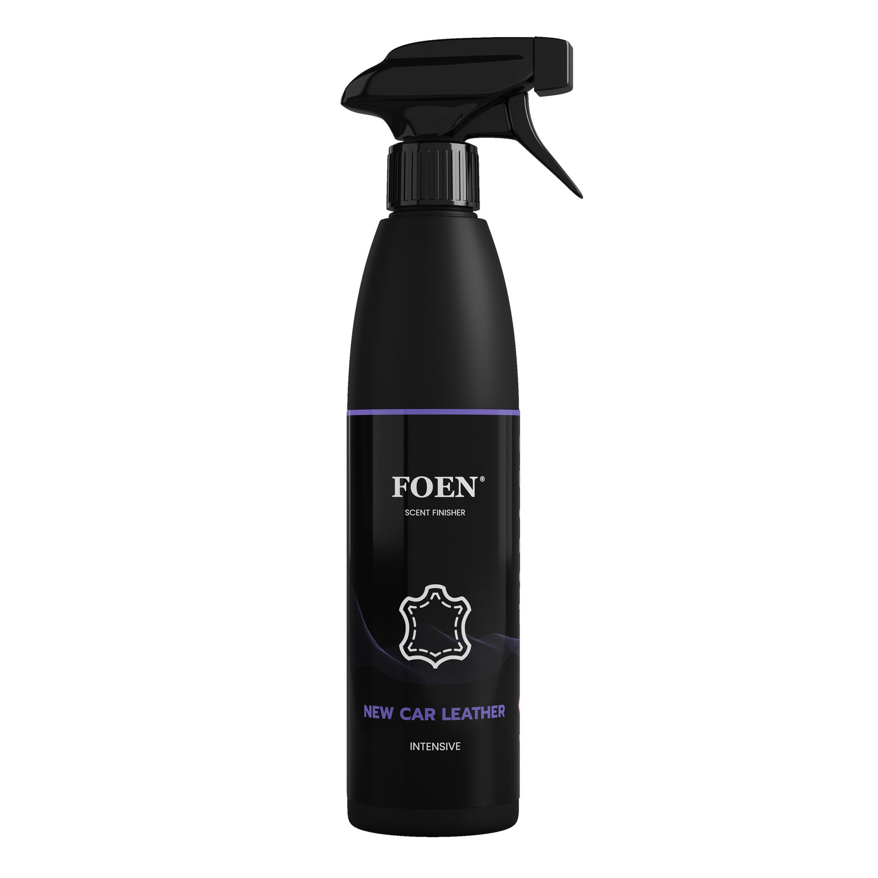 Bottiglia di FOEN New Car Leather Profumo Spray, deodorante auto con fragranza di pelle nuova, ideale per rinfrescare e profumare l'interno del veicolo.