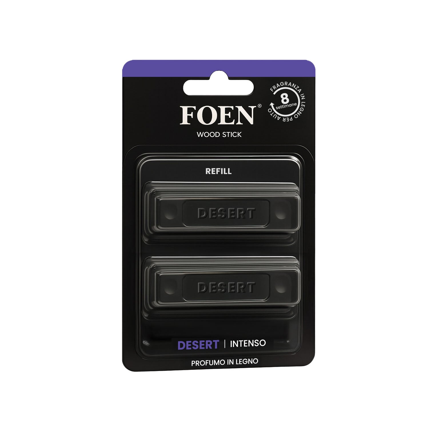 Ricarica profumo auto FOEN Wood Stick Desert Intenso, fragranza in legno per Detailers, durata fino a 8 settimane