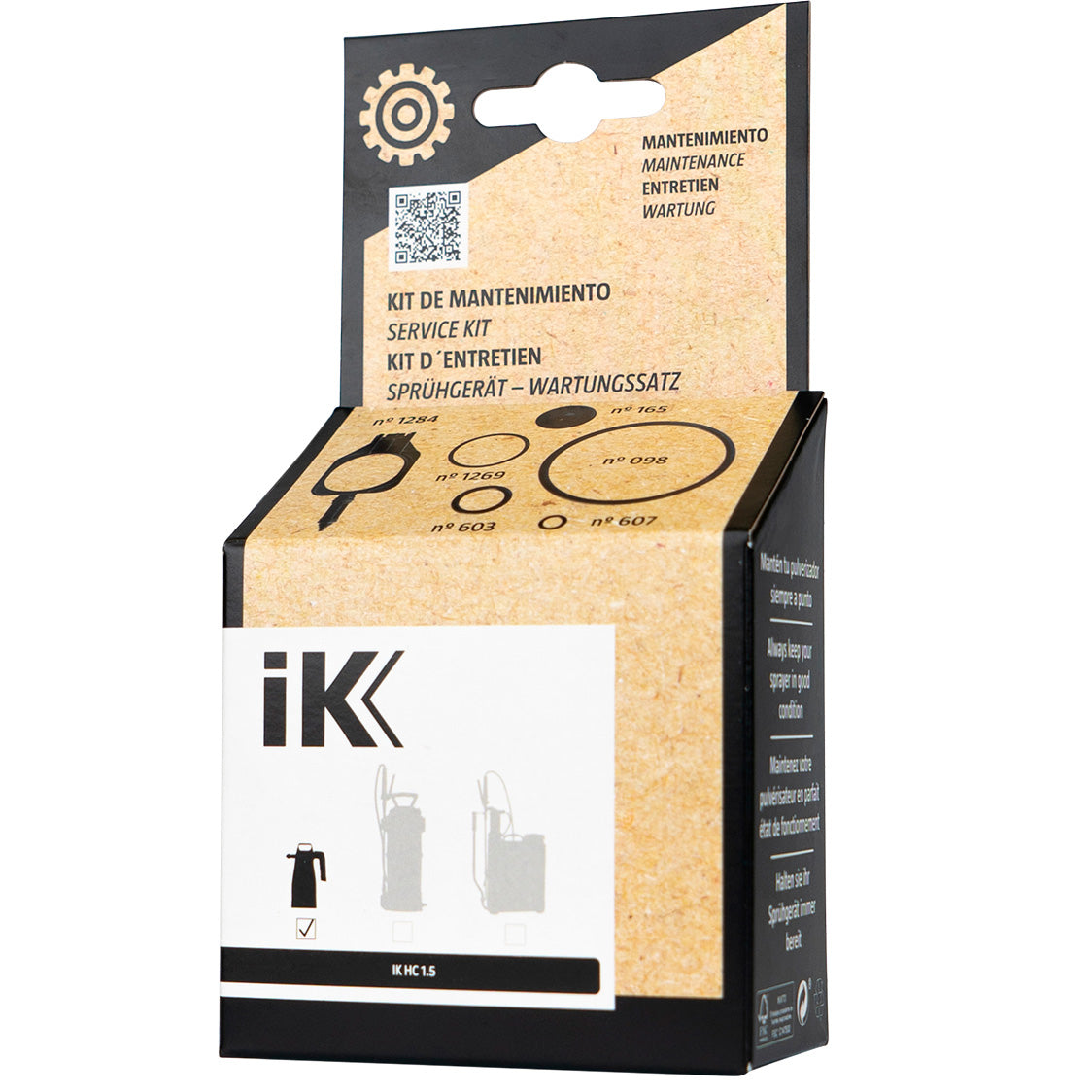 Kit manutenzione IK HC 1.5, ideale per mantenere i nebulizzatori in condizioni ottimali per prestazioni superiori. scatola front