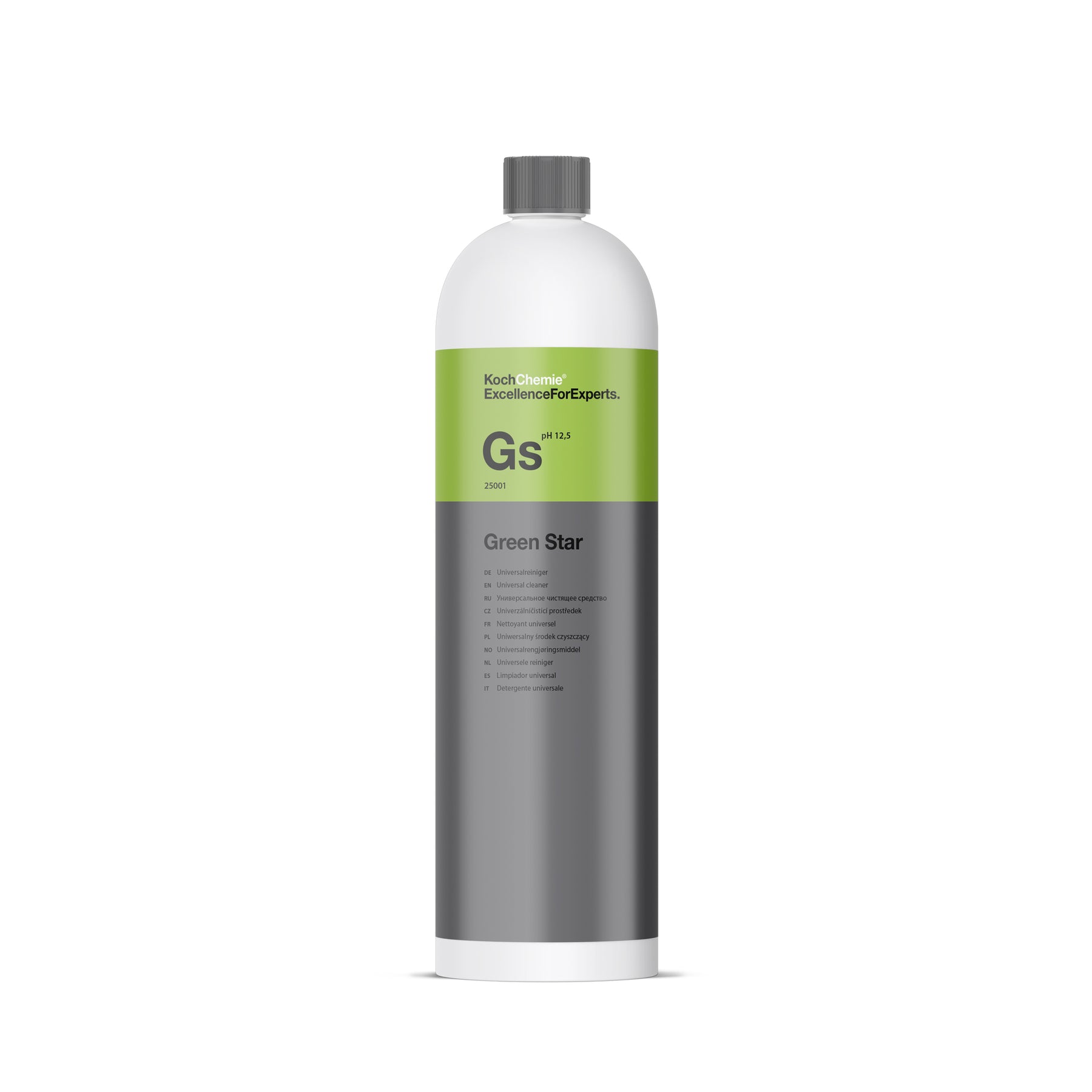 Detergente Koch-Chemie Green Star 1L per pulizia alcalina multisuperficie, ideale per rimozione di sporco ostinato e grassi.