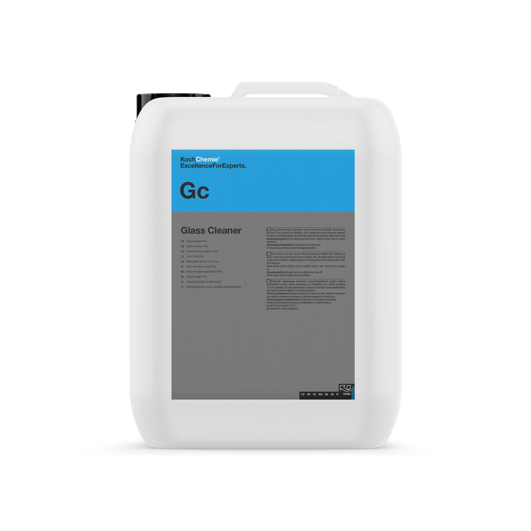 tanica da 10L di Koch Chemie GC Glass Cleaner, detergente vetri auto pronto all’uso, senza aloni