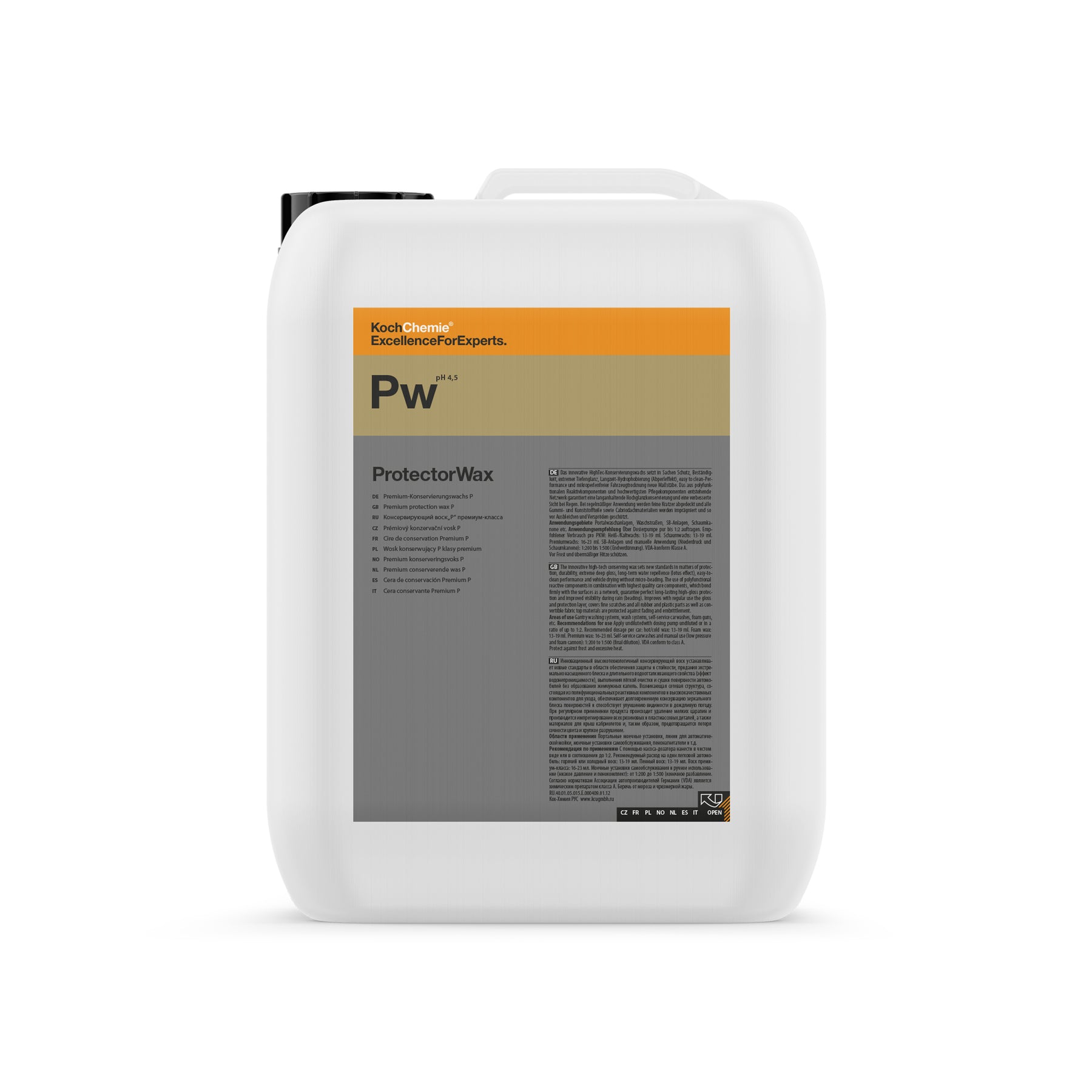 Tanica Koch-Chemie PW ProtectorWax da 10 L cera conservante idrofobica per vernice, plastiche e capote auto