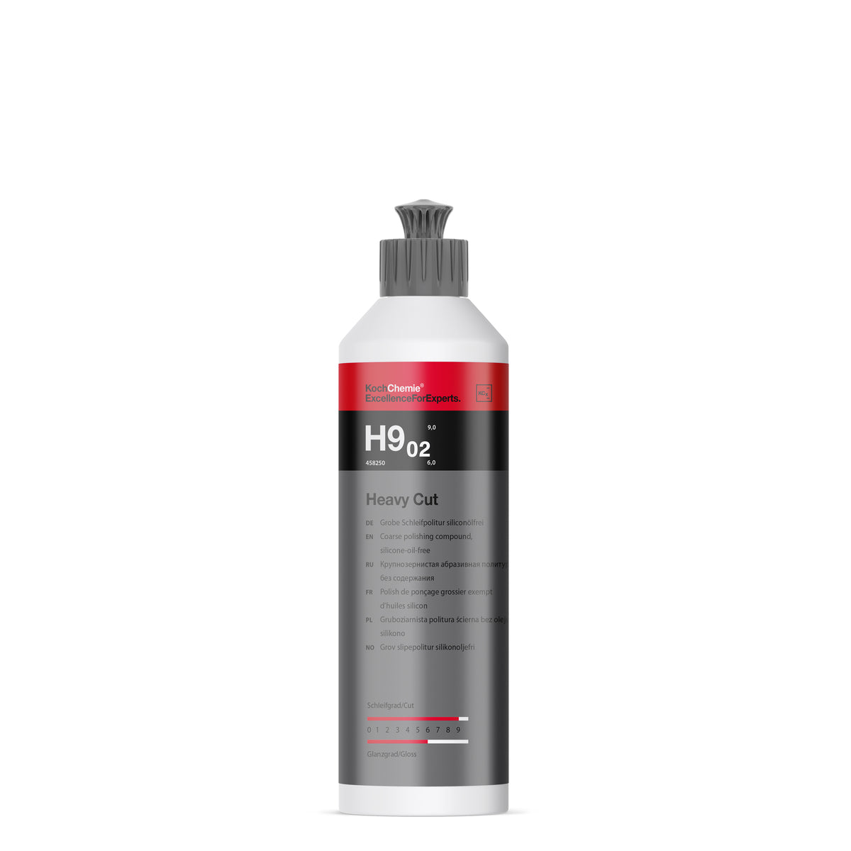 flacone Koch-Chemie Heavy Cut H9.02 compound abrasivo per eliminare graffi profondi e ossidazione su vernice auto