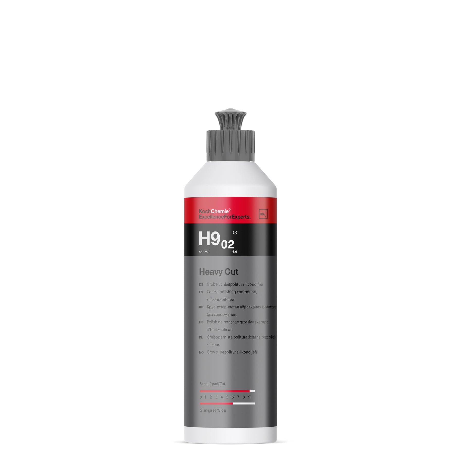 flacone Koch-Chemie Heavy Cut H9.02 compound abrasivo per eliminare graffi profondi e ossidazione su vernice auto