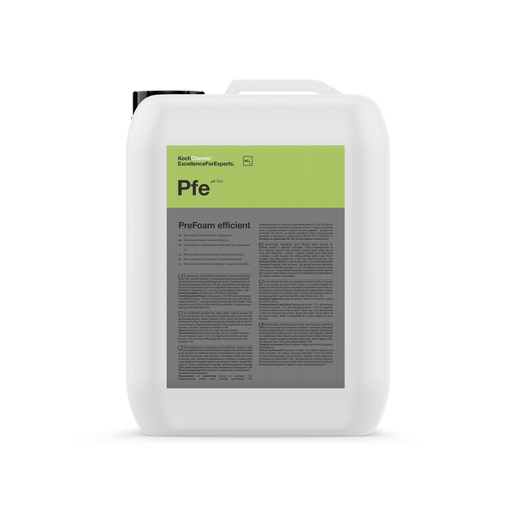 Tanica Koch‑Chemie PFE PreFoam Efficient detergente pre‑lavaggio schiumogeno alcalino rimuove insetti e sporco con profumo agrumi