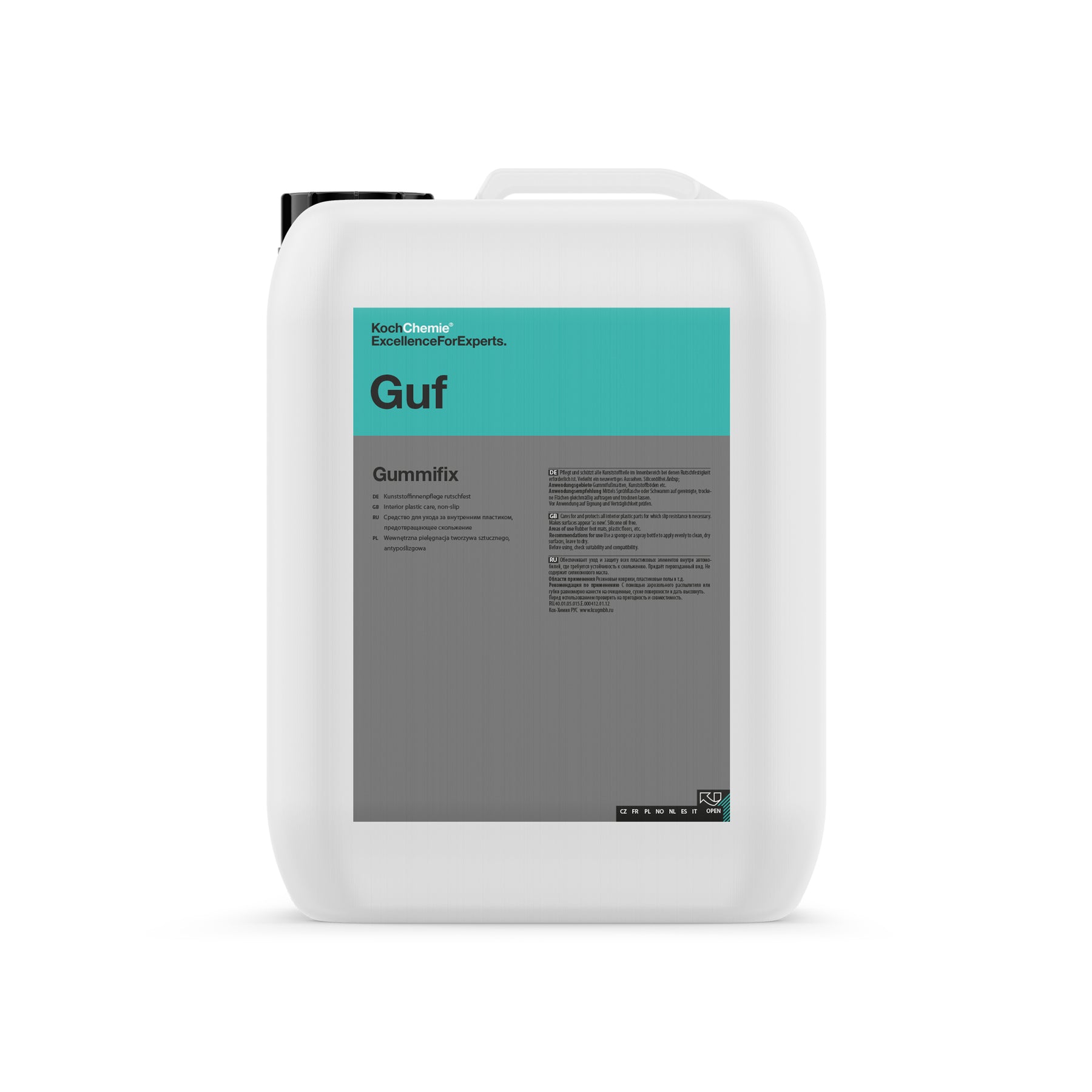 tanica da 10 L di Koch Chemie GummiFix (GUF), trattamento antiscivolo per gomma e plastica interna senza silicone