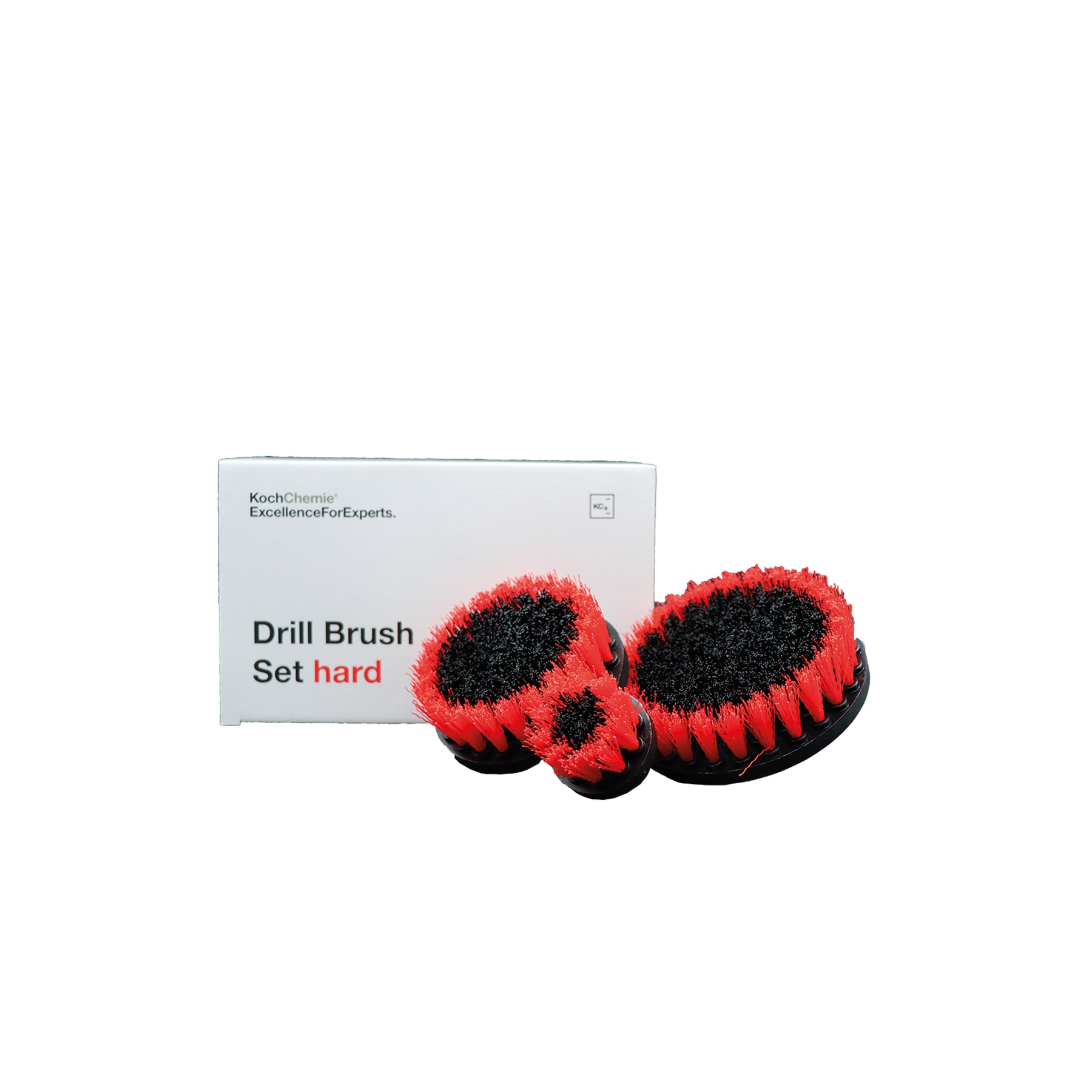 Koch Chemie Drill Brush Set Hard – set di 3 spazzole a setole dure per pulizia tappetini, pedali e vani di carico