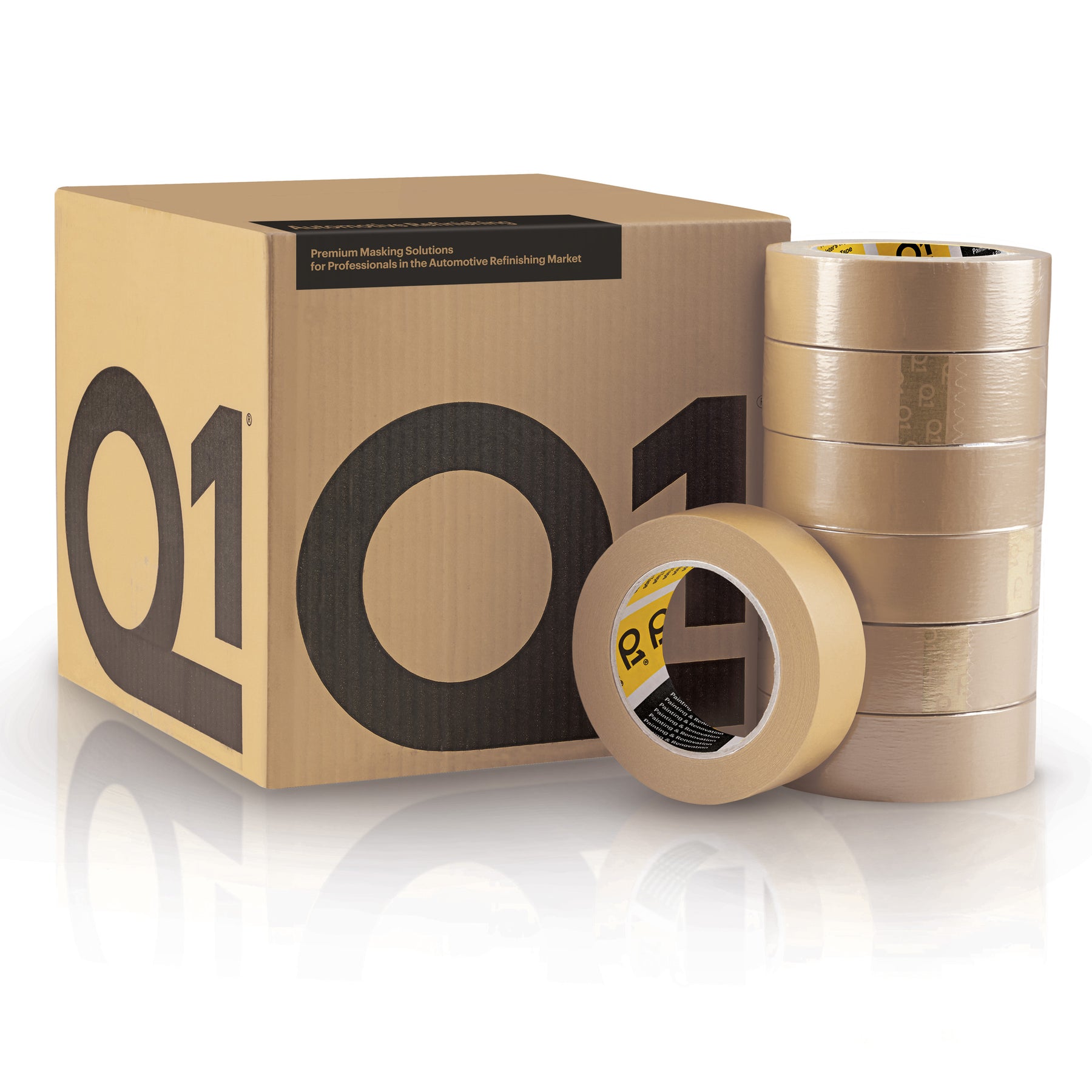 Nastro per mascherature Q1 Tapes CarBasic Masking Tape da 50m, ideale per lavori di precisione e facile da rimuovere.