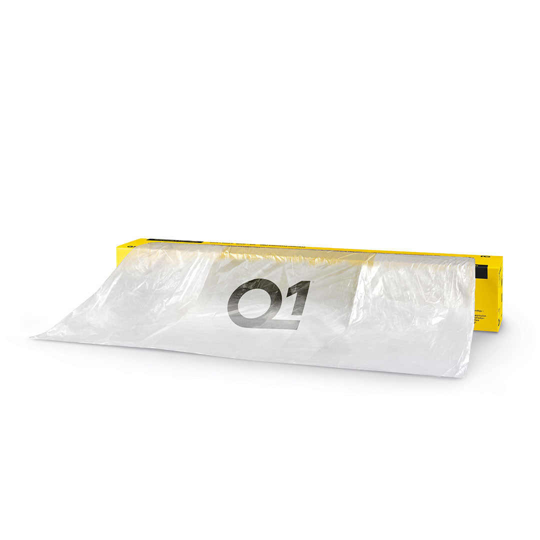 Q1 Premium Protective Film 9 Micron per protezione delle superfici durante la verniciatura, resistente e facile da applicare.