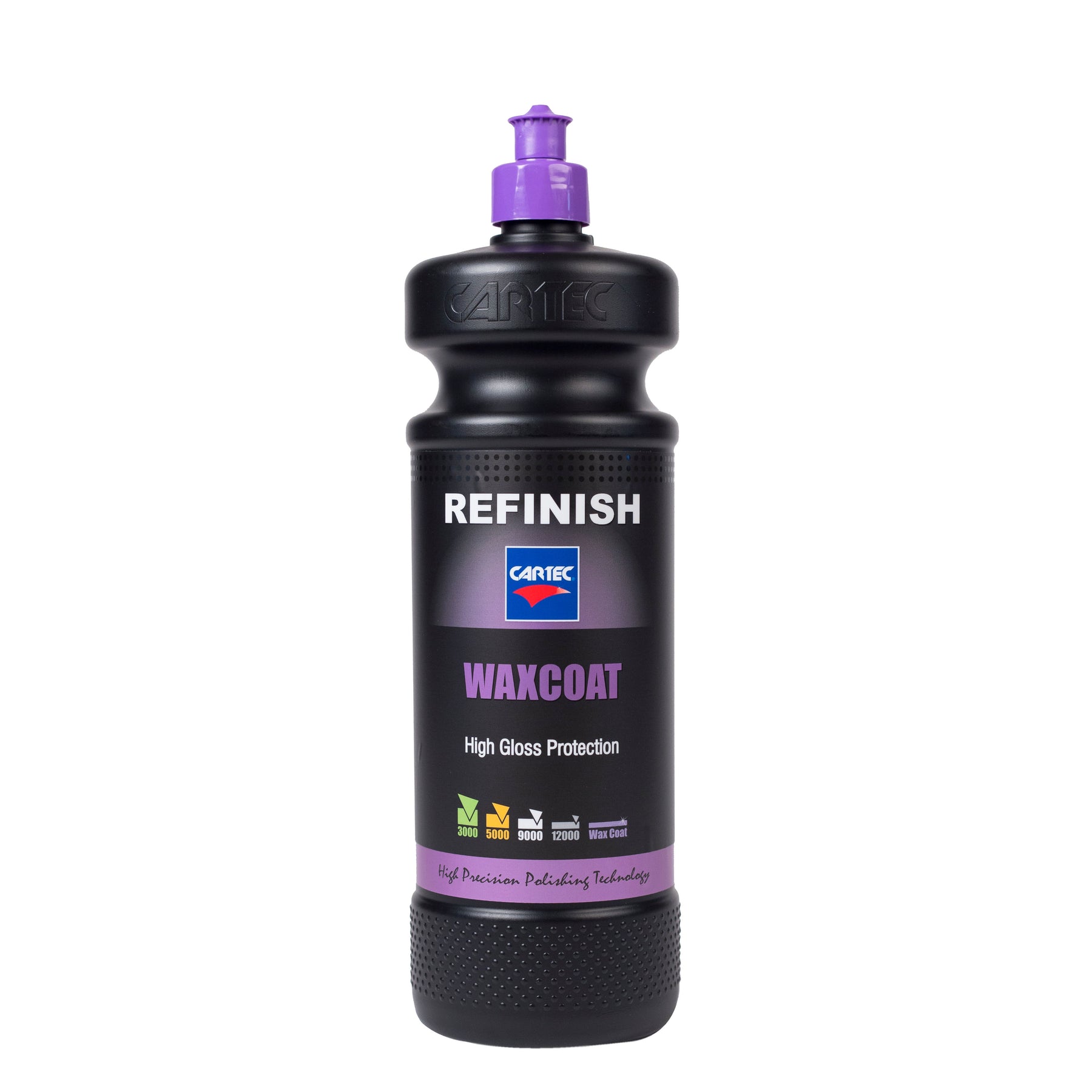 Bottiglia di CARTEC Waxcoat per protezione e brillantezza auto, ideale per risultati duraturi e professionali.
