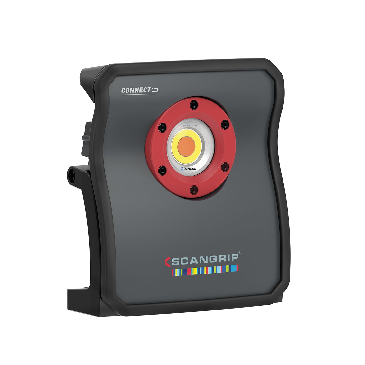 Vista laterale della lampada SCANGRIP Multimatch 3 Connect con supporto regolabile, design ergonomico e modulo LED per un'illuminazione ottimale.