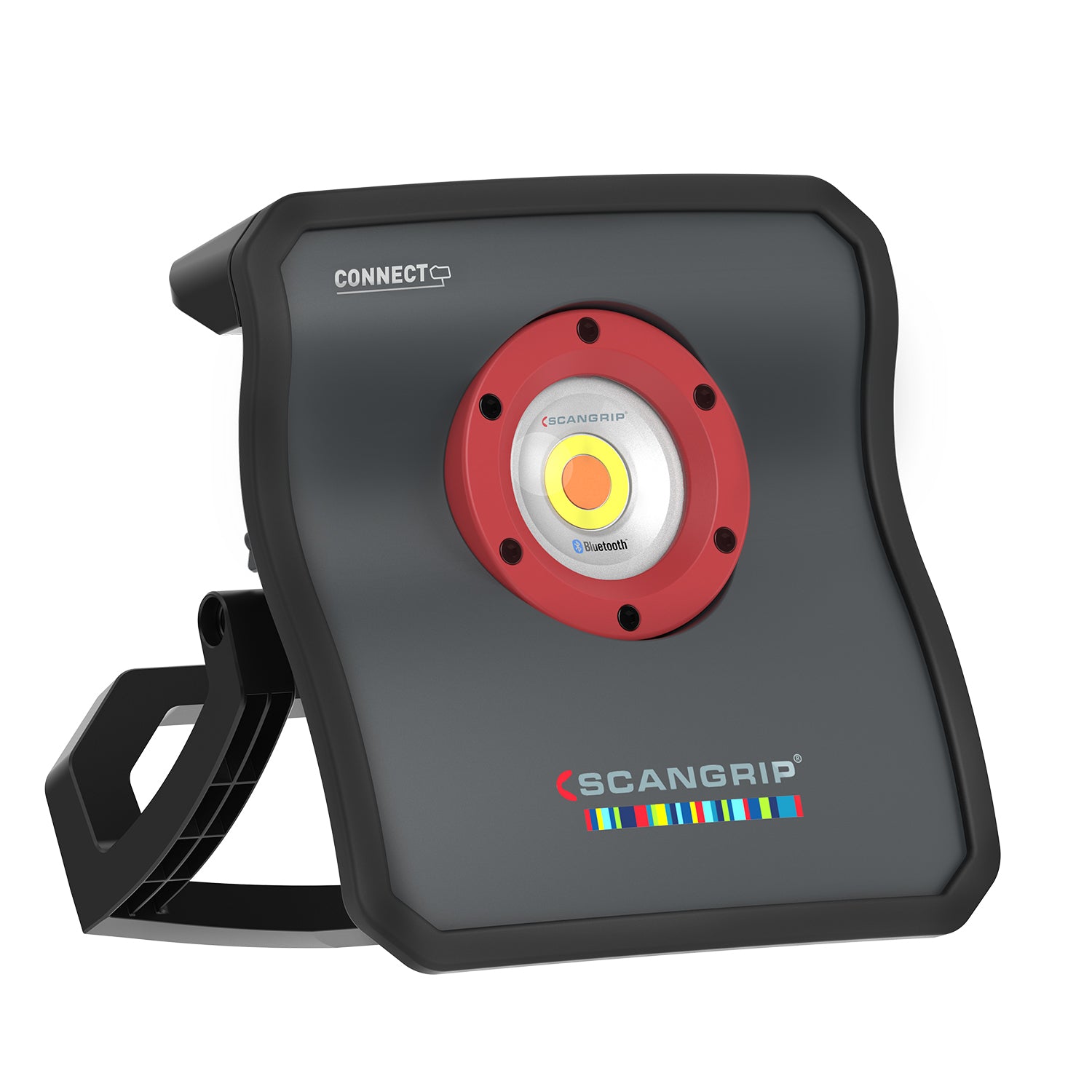 Lampada SCANGRIP Multimatch 8 inclinata, con supporto regolabile.