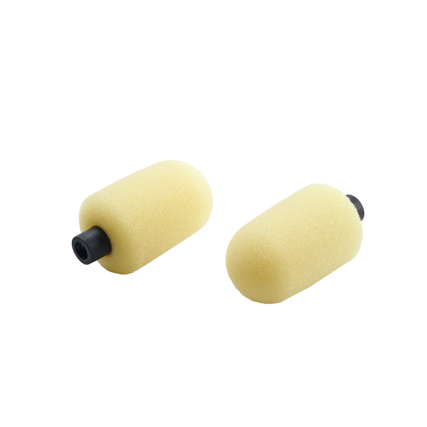 Coppia di tamponi SHINEMATE per lucidatura manuale, di forma cilindrica e realizzati in schiuma gialla, ideali per una finitura uniforme.