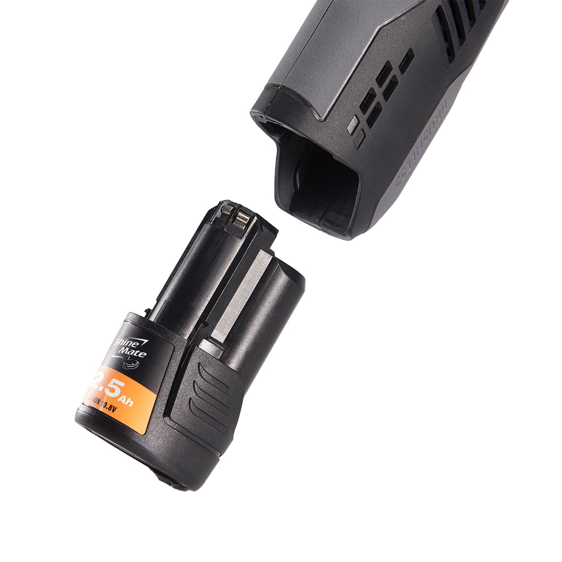 SHINEMATE EB210 Lucidatrice Rotativa Cordless vista laterale orizzontale, progettata per una lucidatura efficace e professionale nei lavori di detailing auto.
