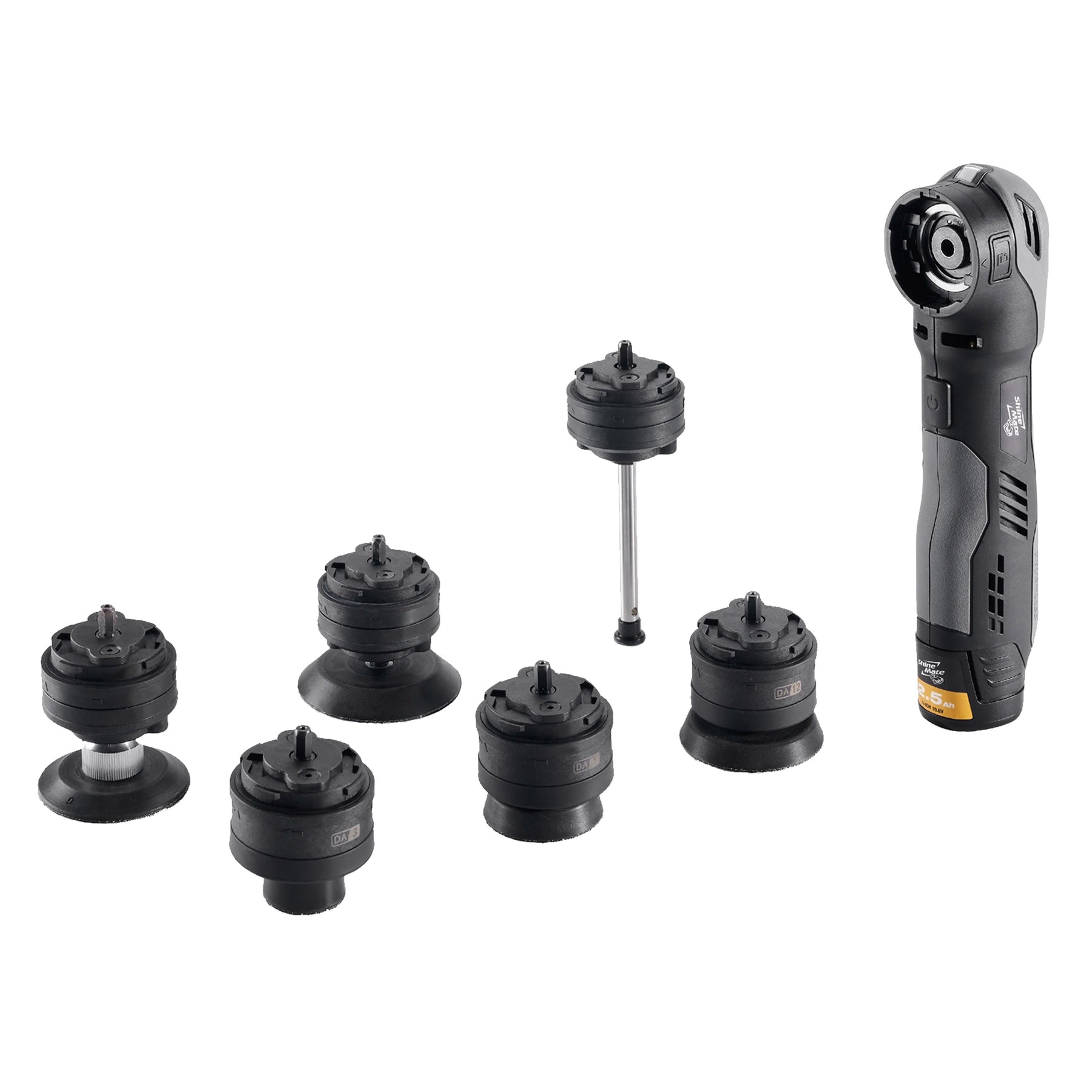 SHINEMATE EB210 Lucidatrice Rotativa Cordless vista laterale orizzontale, progettata per una lucidatura efficace e professionale nei lavori di detailing auto.
