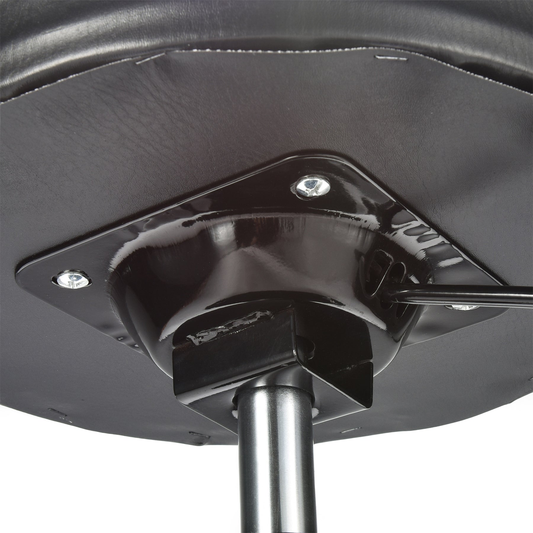 Sgabello mobile regolabile con seduta imbottita, struttura in acciaio e base con ruote per un facile movimento, ideale per lavori di detailing.