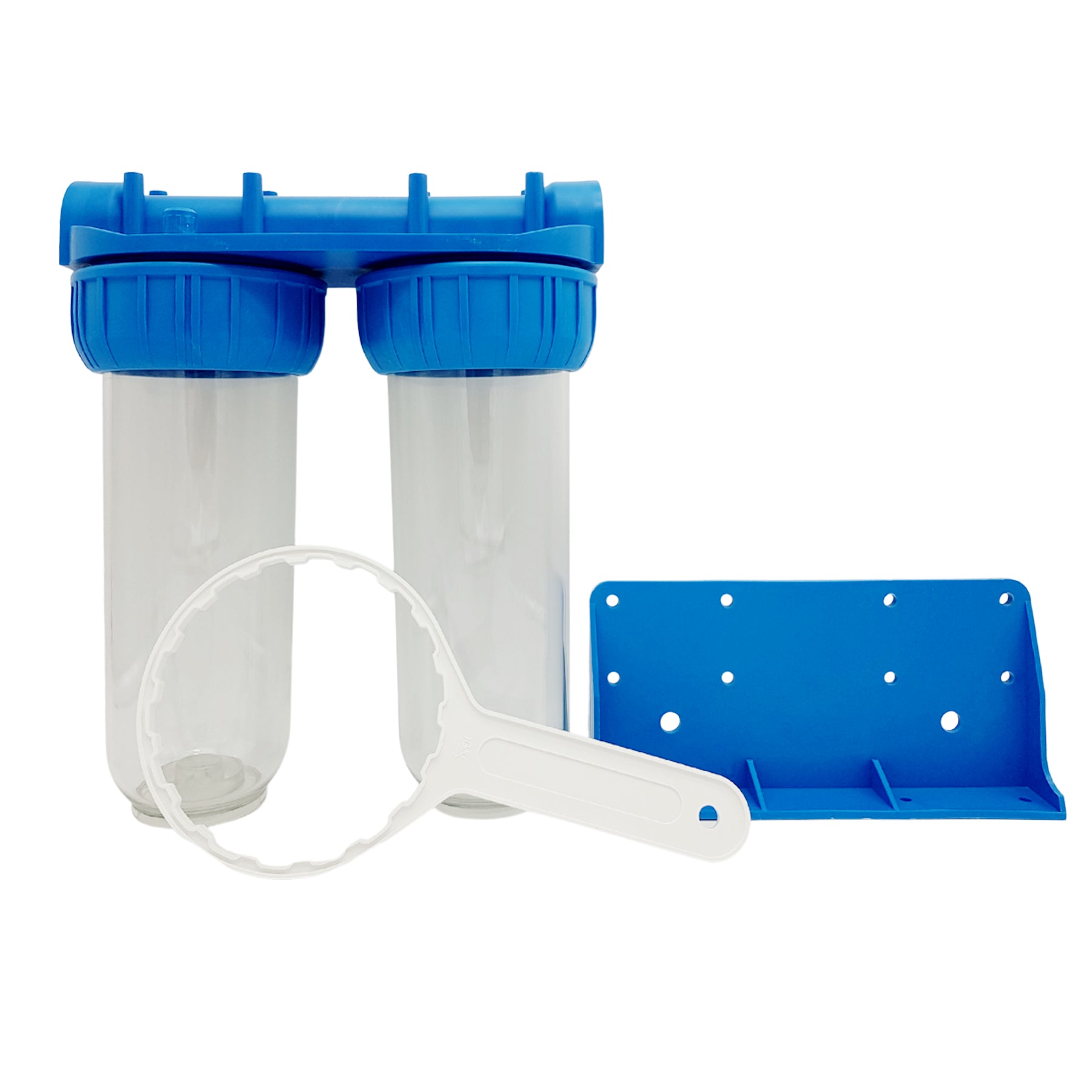 Contenitore per cartuccia IDROBASE con cristalli di polifosfato, ideale per addolcire l'acqua e prevenire incrostazioni nei sistemi di lavaggio.