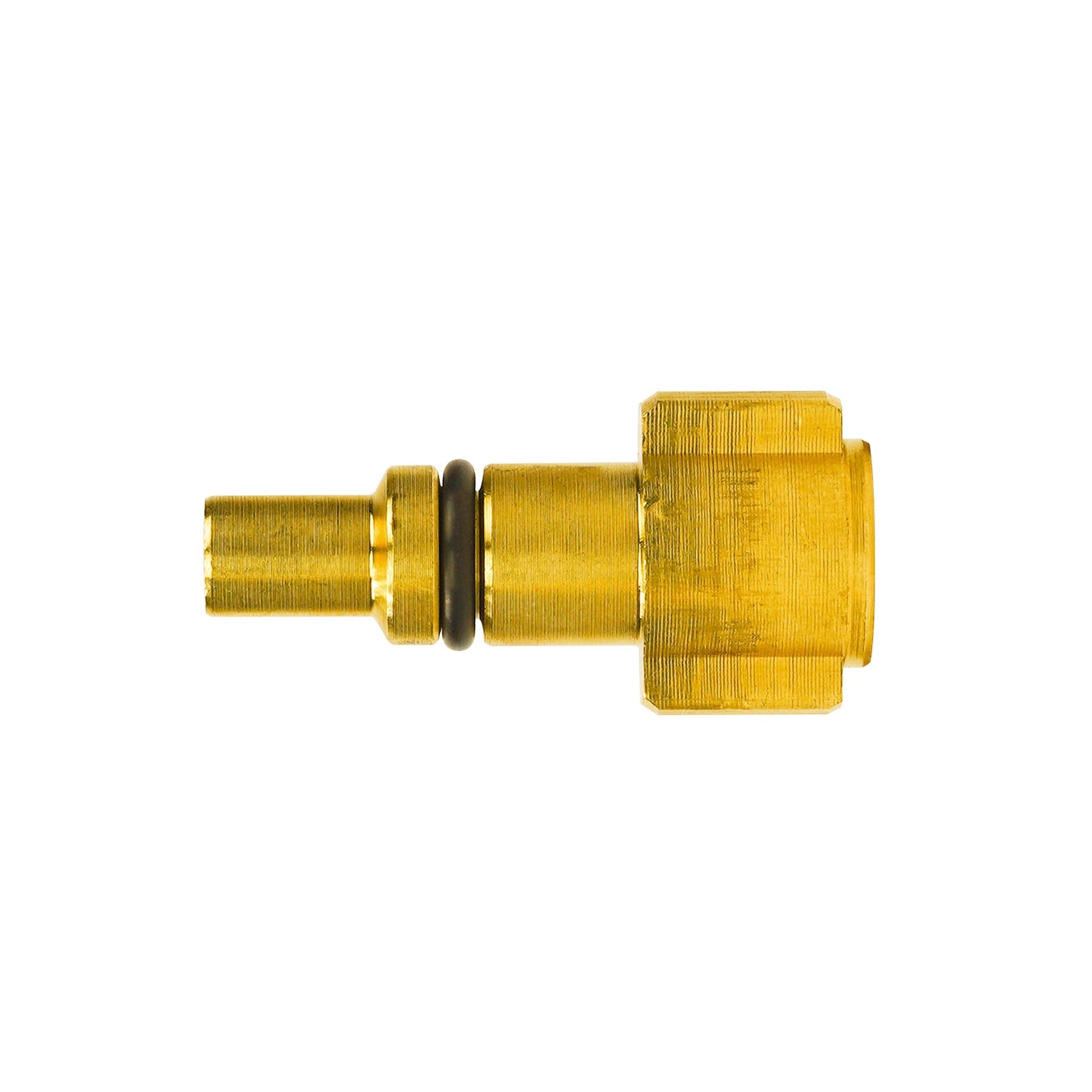 Adattatore a baionetta IDROBASE in ottone con attacco G1/4F, ideale per connessioni rapide e sicure nelle attrezzature professionali.
