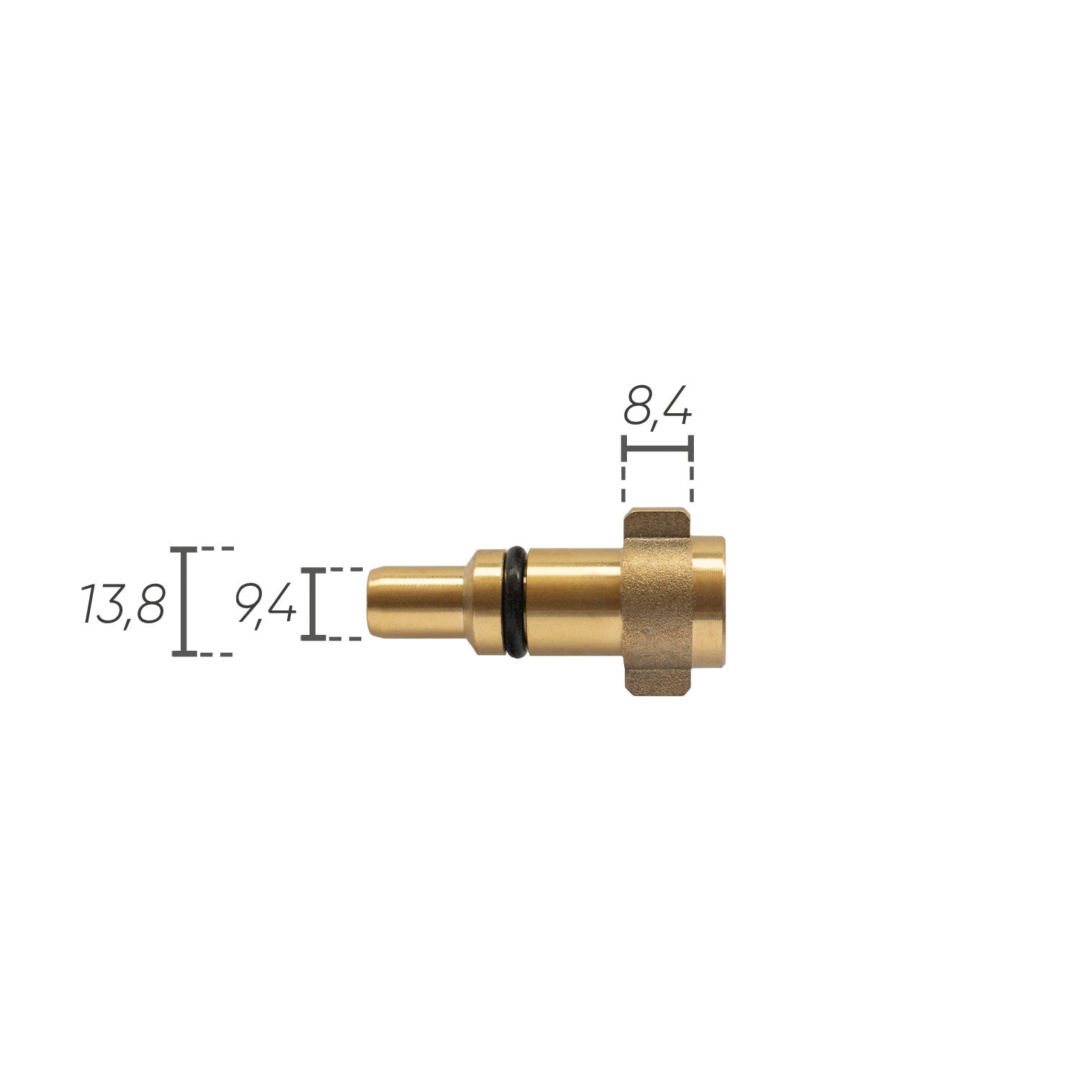 Adattatore a baionetta IDROBASE in ottone con O-ring G1/4F tipo Alto Kew Nilfisk, perfetto per connessioni rapide e affidabili nelle attrezzature professionali.