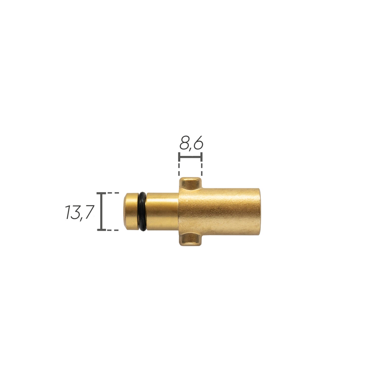 Adattatore a baionetta IDROBASE in ottone con O-ring G1/4F, compatibile con tipo Gerni, perfetto per connessioni rapide e sicure nelle attrezzature professionali.