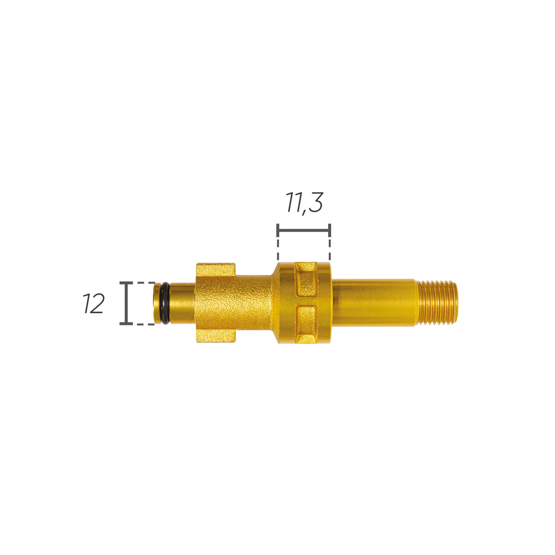 Adattatore in alluminio IDROBASE G1/4M, compatibile con tipo Portotecnica, Faip e Bosch, perfetto per connessioni rapide e sicure nelle attrezzature professionali.