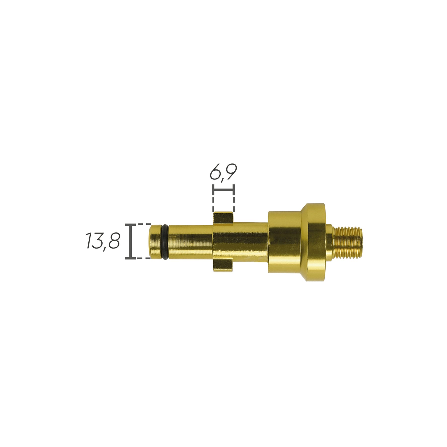 Adattatore in alluminio IDROBASE G1/4M, compatibile con tipo Portotecnica, Faip e Bosch, perfetto per connessioni rapide e sicure nelle attrezzature professionali.