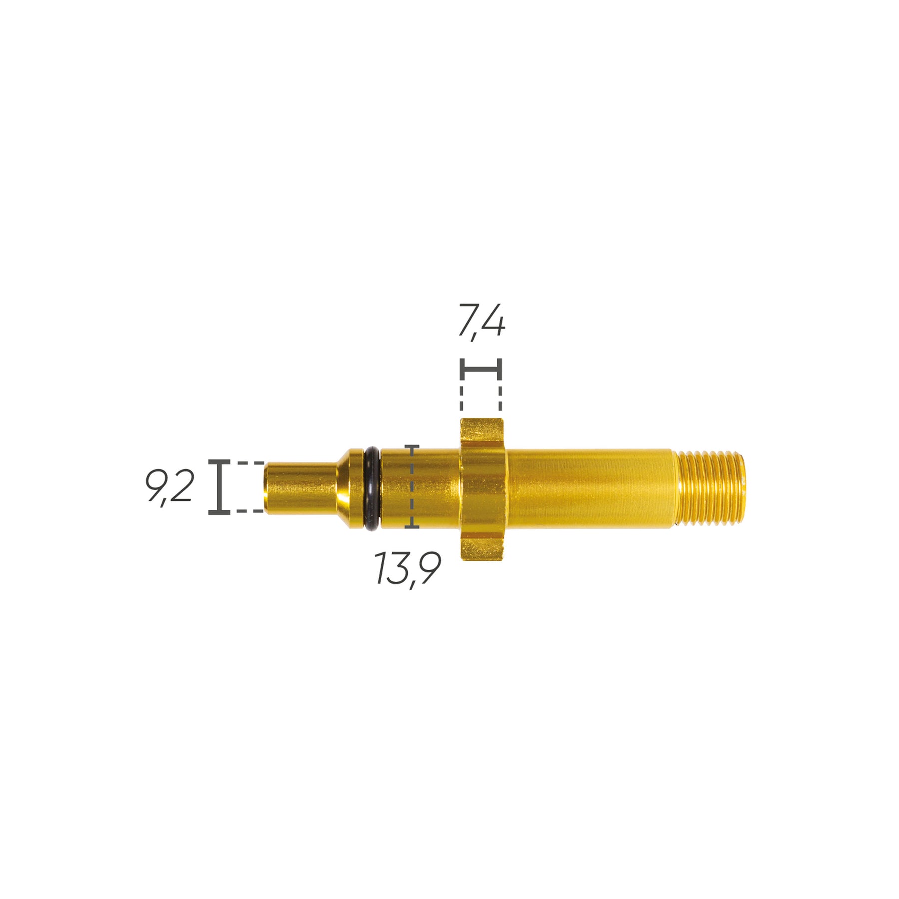 Adattatore in alluminio IDROBASE G1/4F, compatibile con tipo Gerni, perfetto per connessioni rapide e sicure nelle attrezzature professionali.