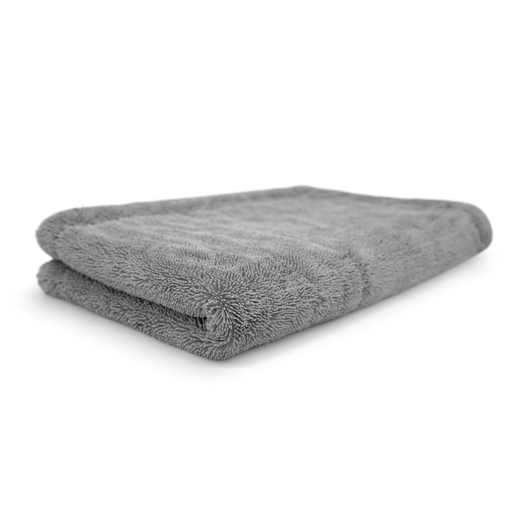 Panno in microfibra grigio, ultra assorbente e morbido, perfetto per un'asciugatura efficiente e senza aloni delle superfici auto.