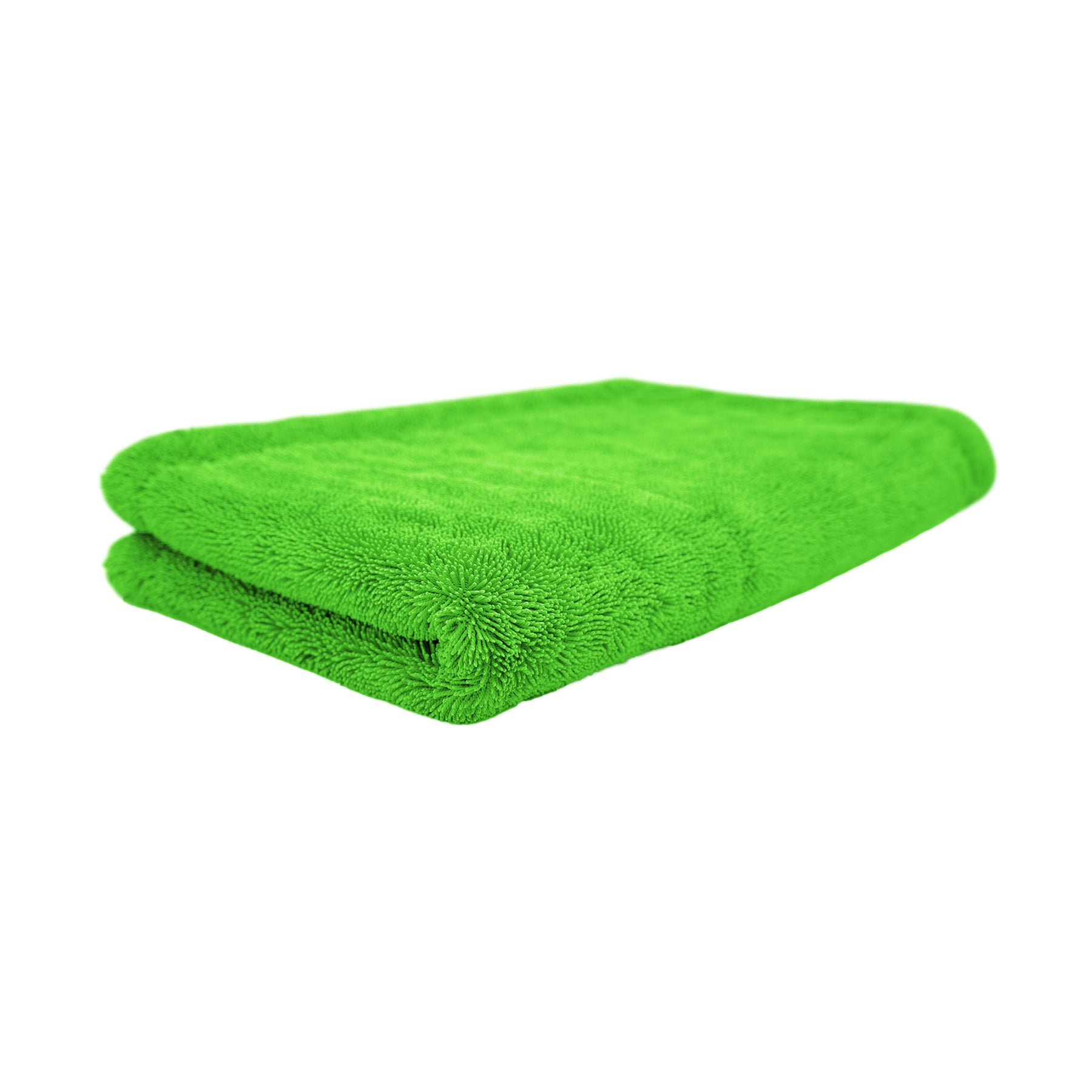 Panno in microfibra verde di alta qualità per car detailing, ideale per una finitura senza aloni.