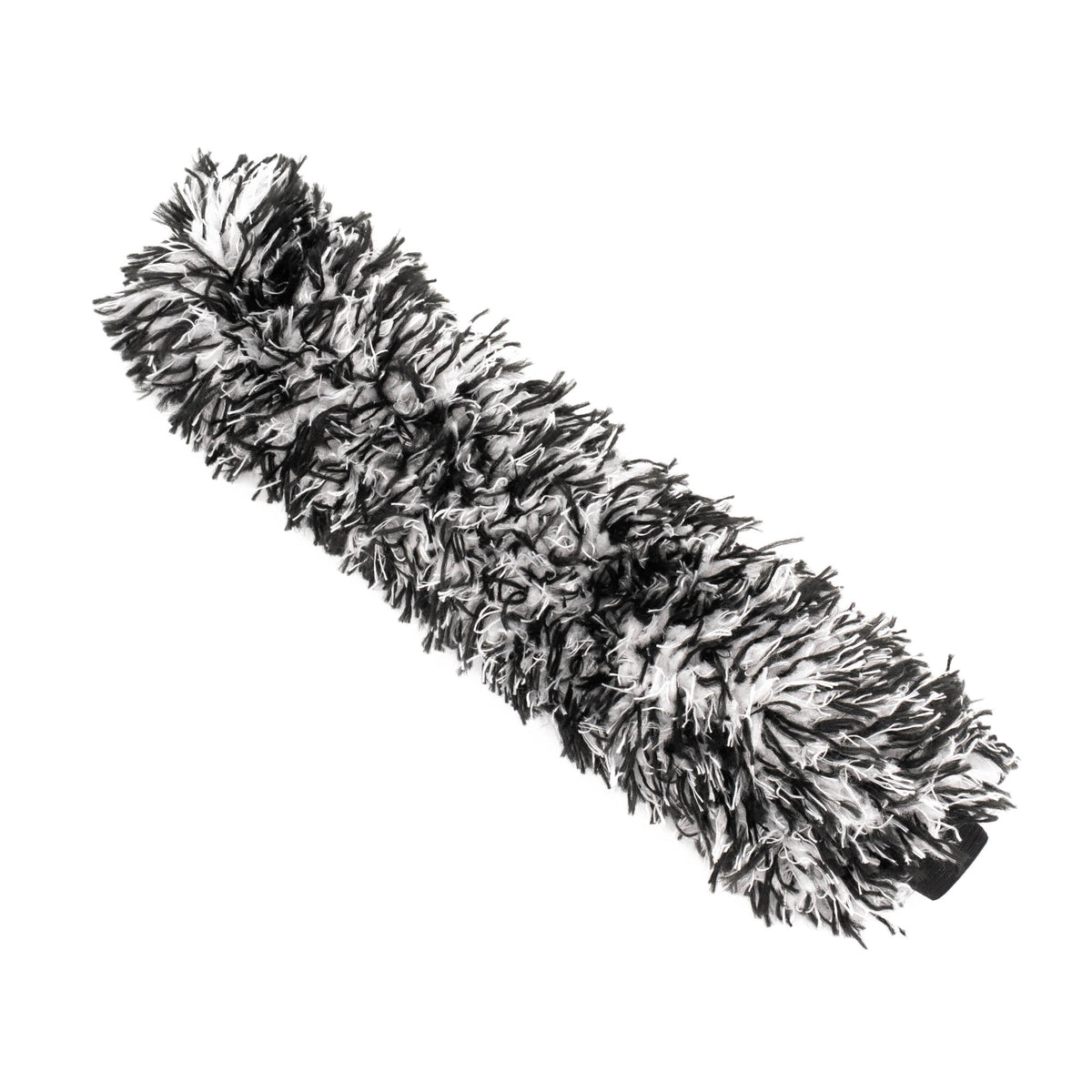 Cover in microfibra nera e bianca per spazzola Flex Brush, ideale per la pulizia delicata dei cerchi auto anche nelle aree più difficili.