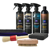 Kit CARTEC per la pulizia e protezione degli interni in pelle del veicolo, composto da prodotti specifici per cura e manutenzione.