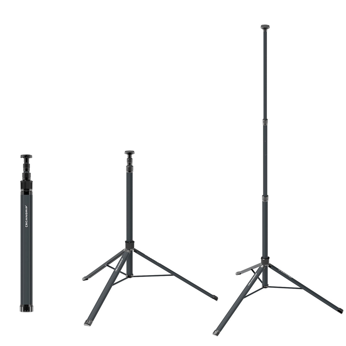 SCANGRIP Tripod esteso a 2 metri, utilizzato per sostenere luci da lavoro durante un progetto di detailing.