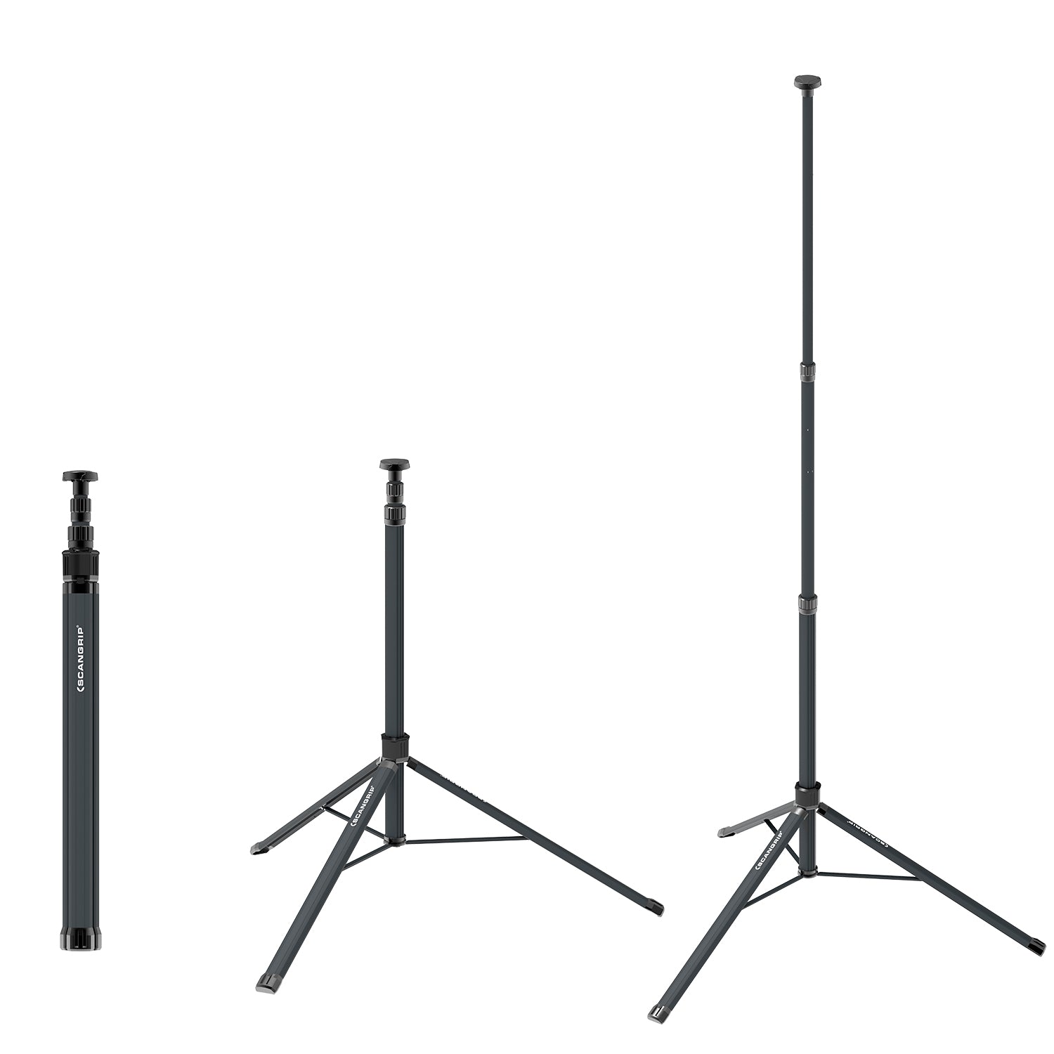SCANGRIP Tripod esteso a 2 metri, utilizzato per sostenere luci da lavoro durante un progetto di detailing.