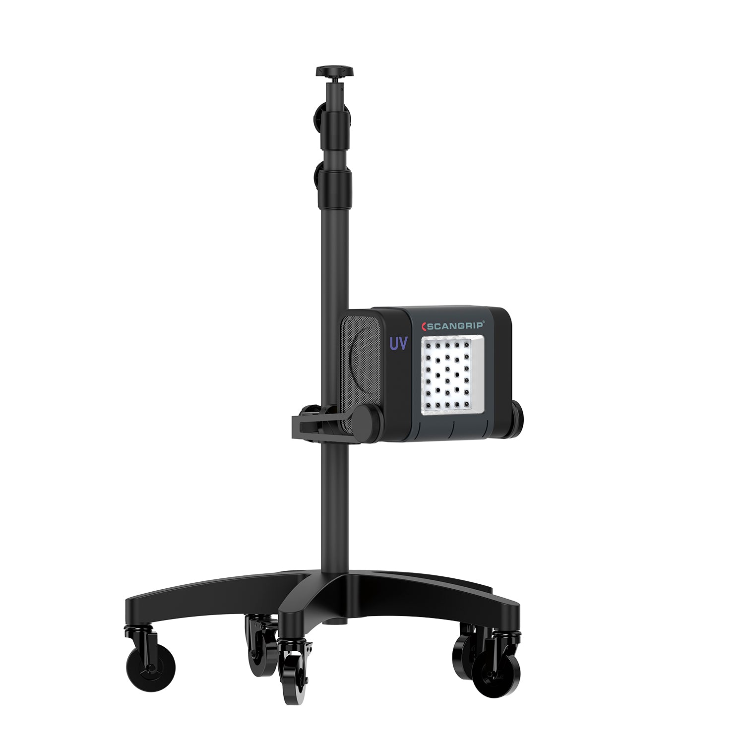 SCANGRIP Supporto UV-Extreme montato su Wheel Stand 2.0, utilizzato per polimerizzazione UV nel detailing.