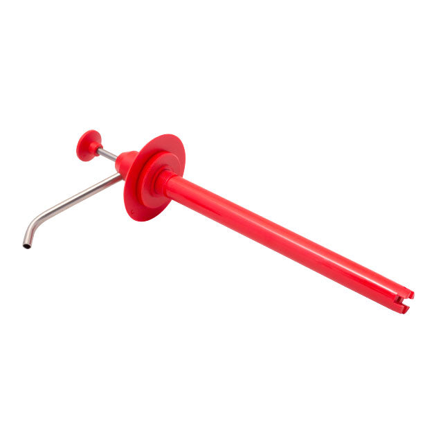 Dispenser manuale rosso per gel lavamani CARTEC, progettato per un'erogazione efficiente e igienica del prodotto.