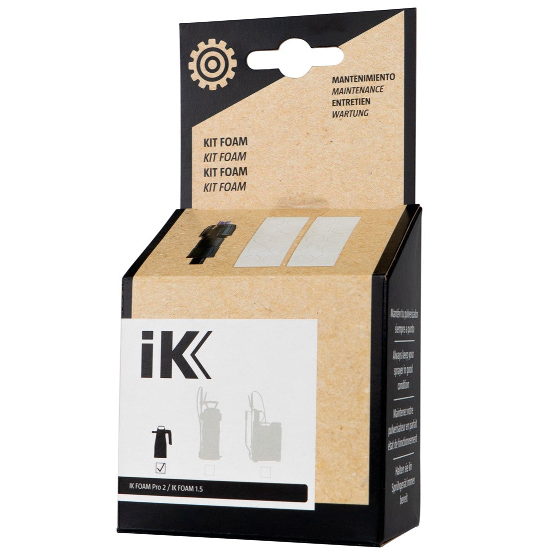 Kit IK Foam Pro 1.5, ideale per una schiumatura potente ed efficace per detailers professionisti. scatola fronte