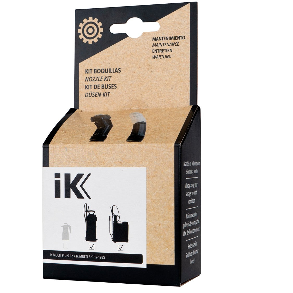 Kit di ugelli per nebulizzatori IK Multi 6, 9, 12 e Pro 9, 12, ideale per migliorare la precisione e l'efficienza delle applicazioni di schiuma. Scatola fronte