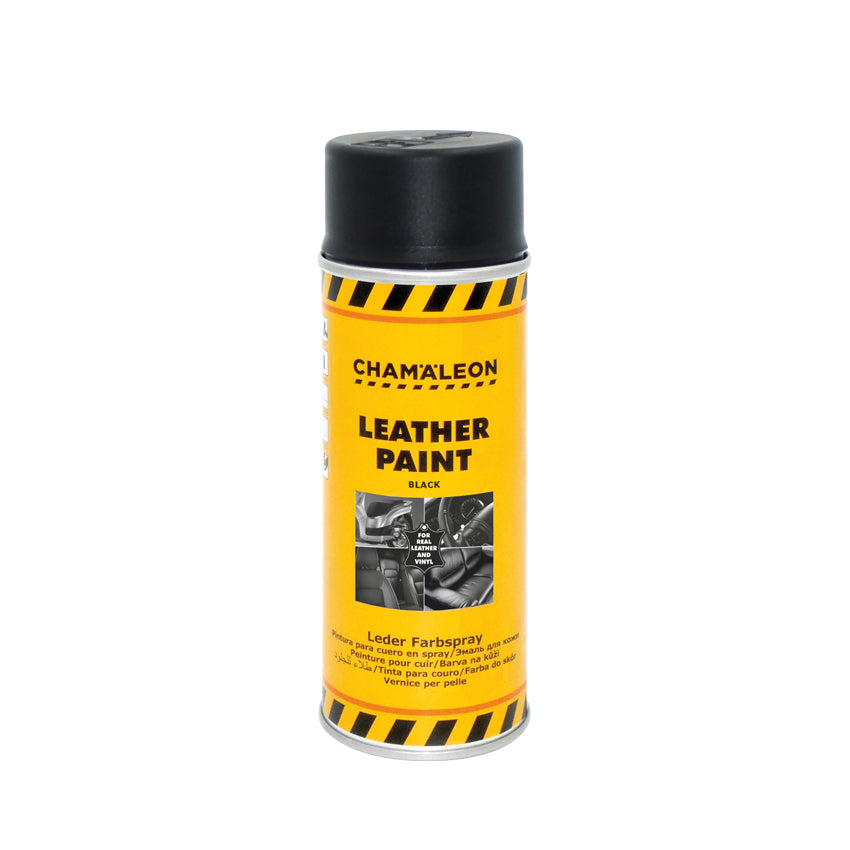 Chamaleon Aerosol Leather Paint Black, vernice spray nera per ripristinare il colore dei sedili in pelle. nero