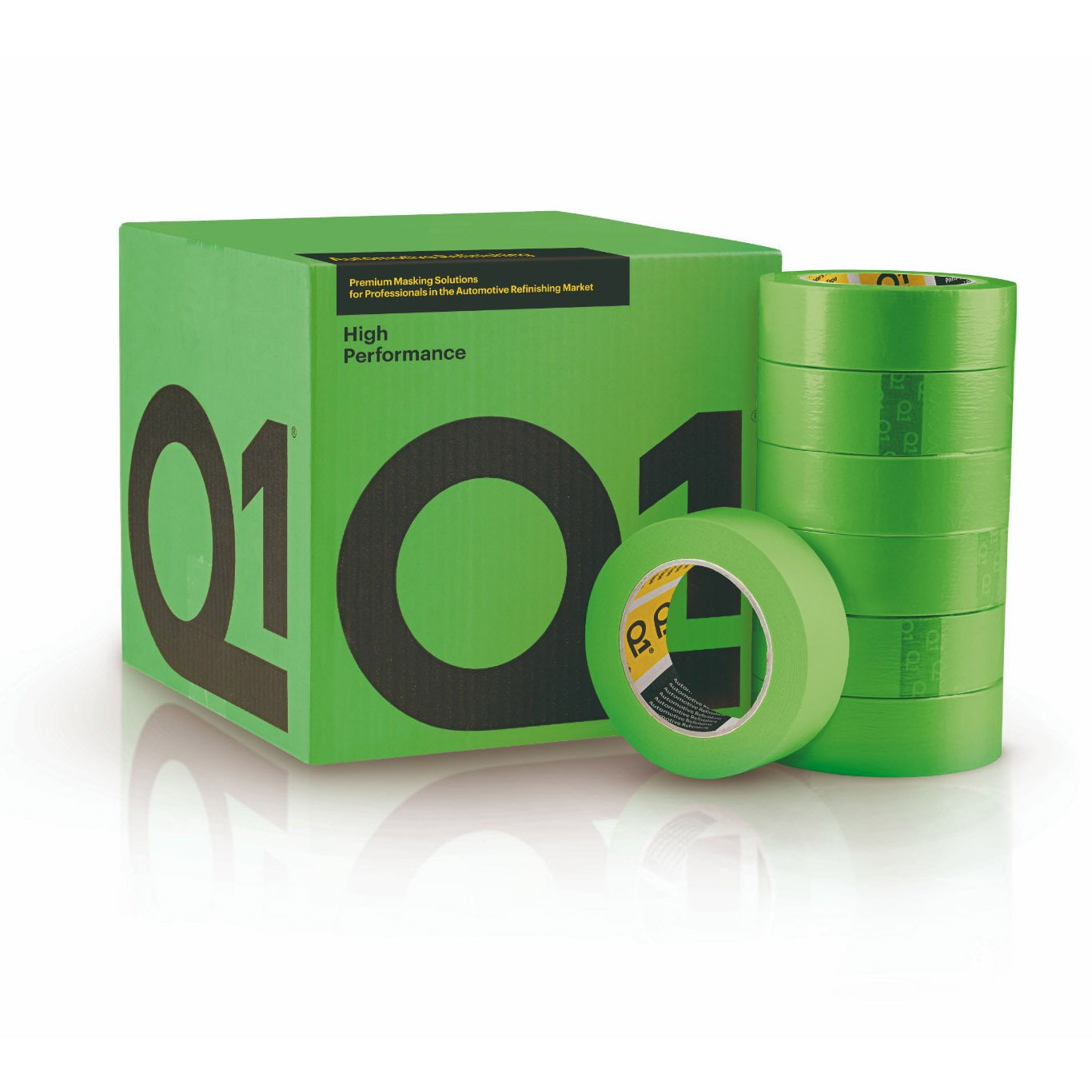 Nastro per mascheratura ad alte prestazioni Q1, largo 36mm e lungo 50m, ideale per precisione e aderenza su superfici varie.