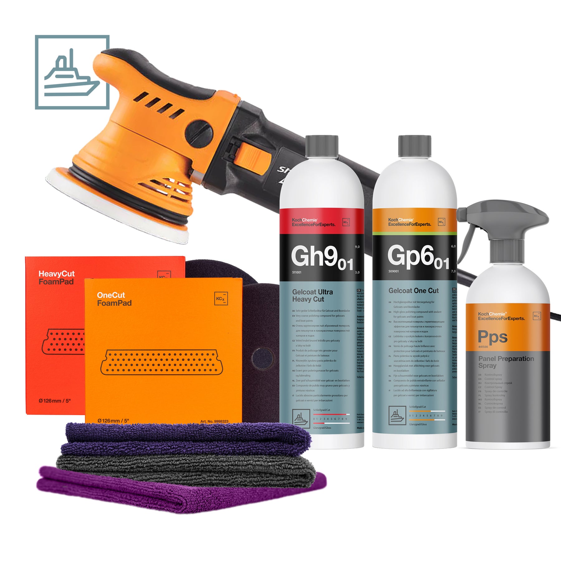 Kit Lucidatura e Protezione per barche e camper, ideale per una finitura brillante e duratura.