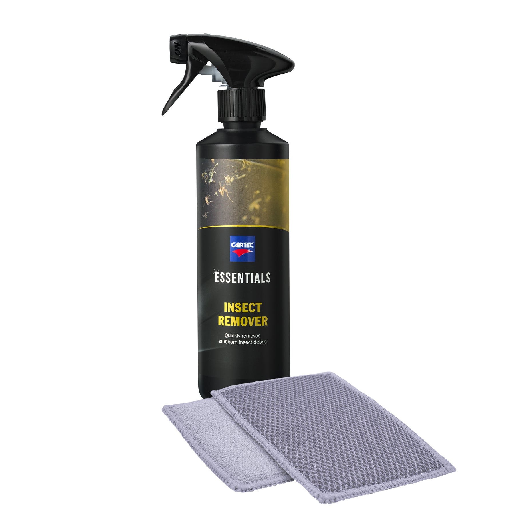 Kit Moscerini Basic CARTEC, set completo per la rimozione rapida ed efficace dei moscerini dalla carrozzeria del veicolo.