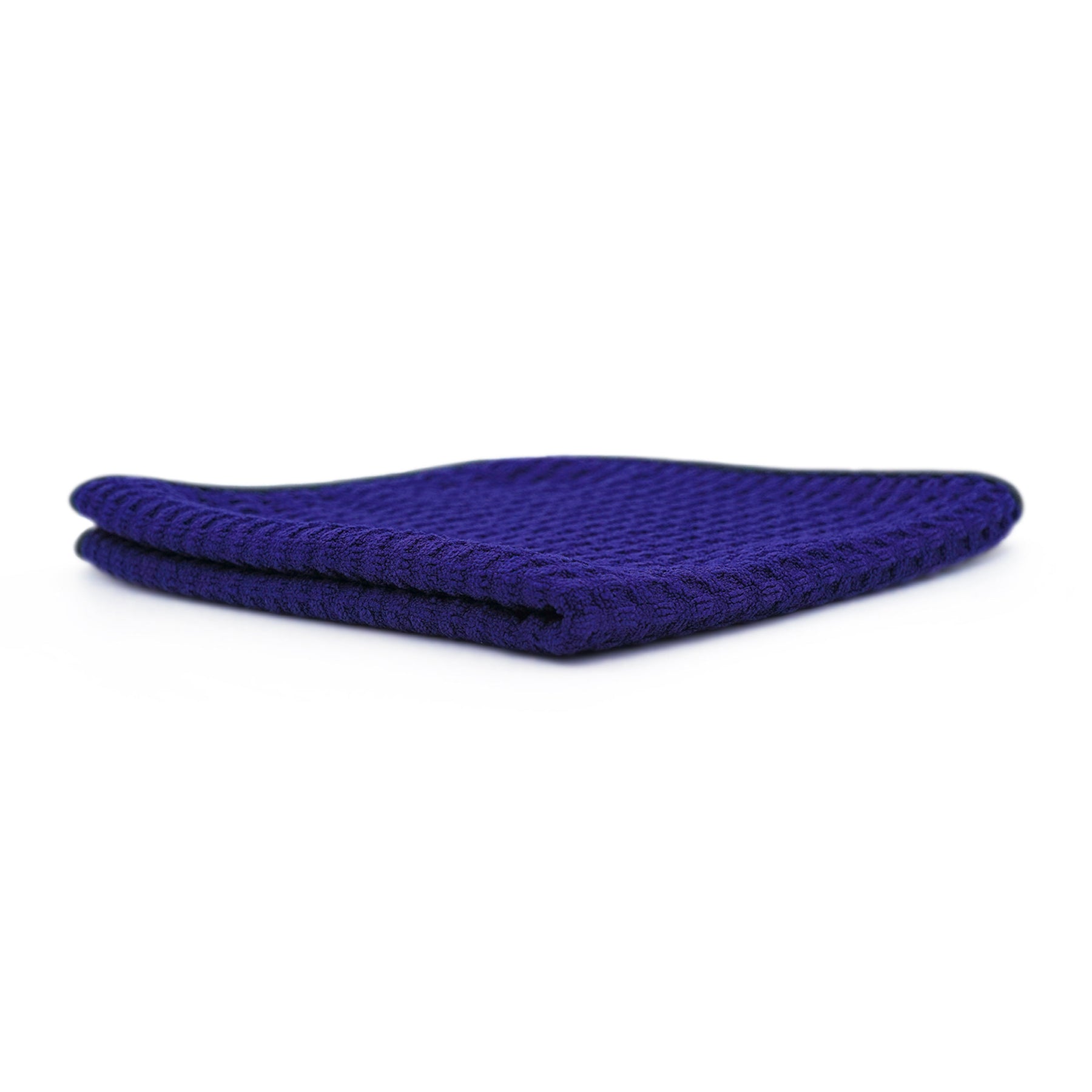 Panno in microfibra Waffle 450 blu, piegato, con trama a nido d'ape.