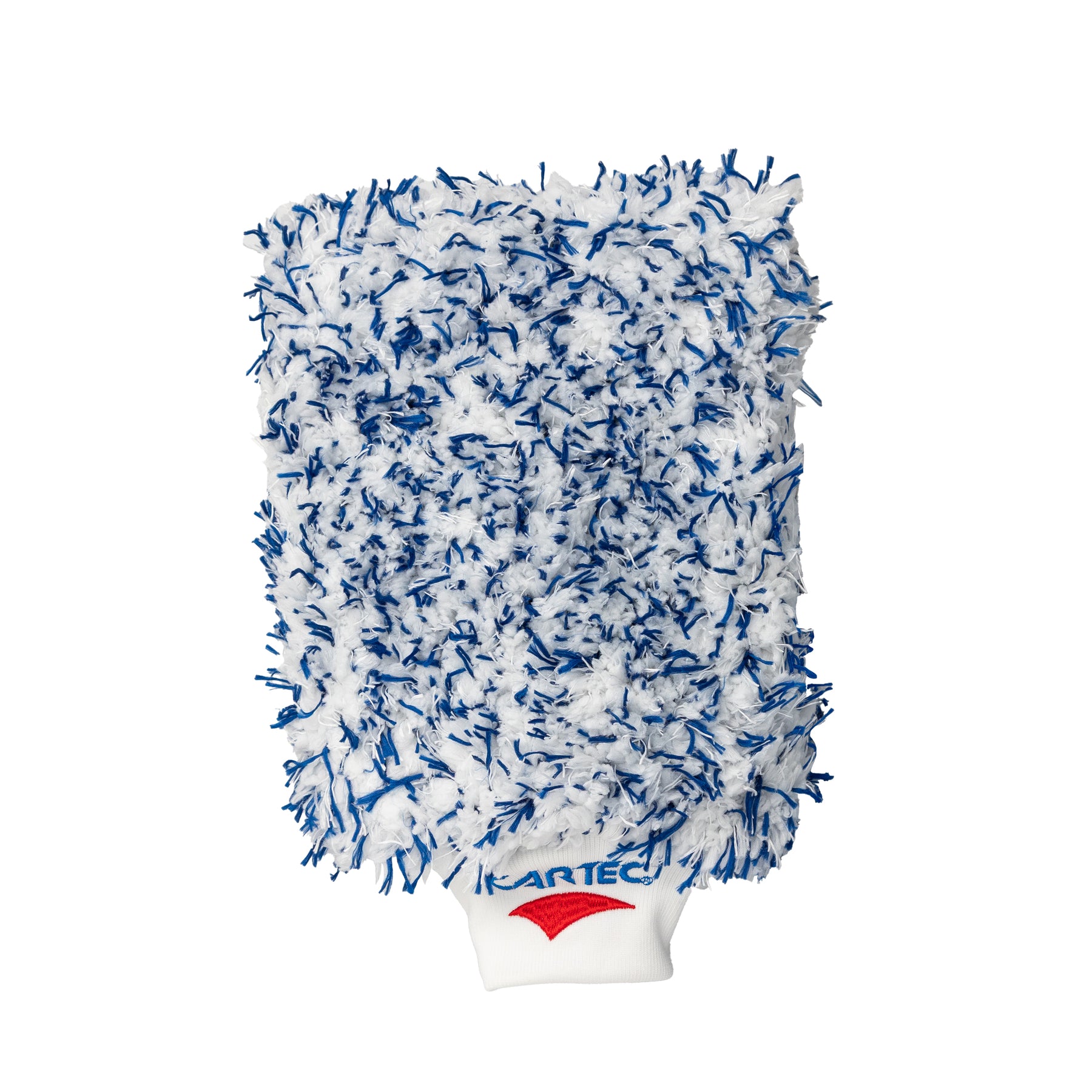Guanto in microfibra CARTEC Wash Mitt Deluxe blu e bianco con polsino elastico