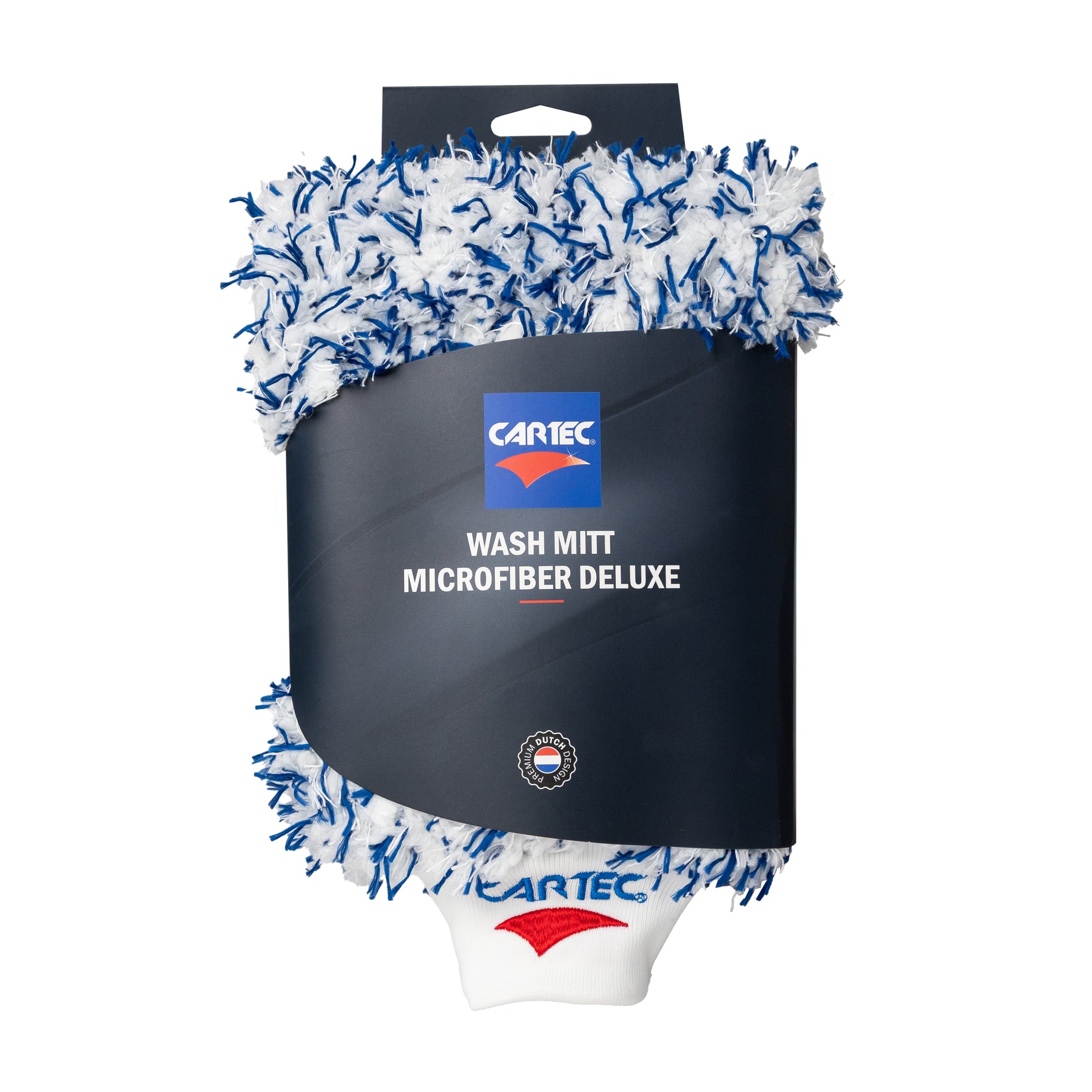 Confezione CARTEC Wash Mitt Microfiber Deluxe, guanto in microfibra blu e bianco