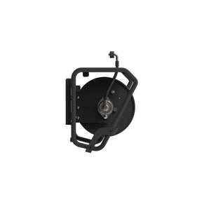 Vista laterale opposta del supporto a parete Active con avvolgitubo integrato e raccordi in metallo, ideale per un’installazione stabile e professionale dell’idropulitrice