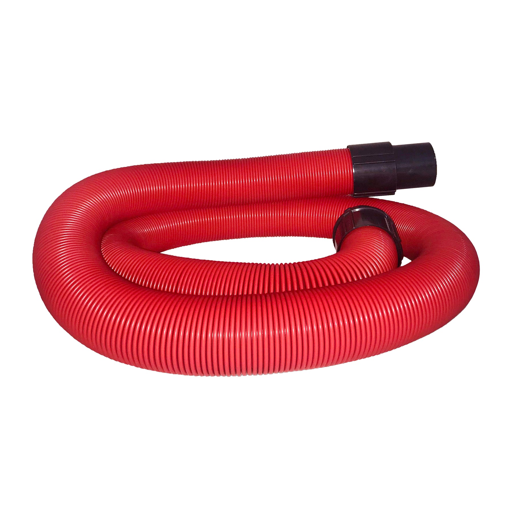 Tubo di ricambio rosso flessibile per asciugatori Brühl, lunghezza 5 metri, con connettori neri ad entrambe le estremità, adatto per estendere la portata durante i processi di asciugatura dei veicoli.